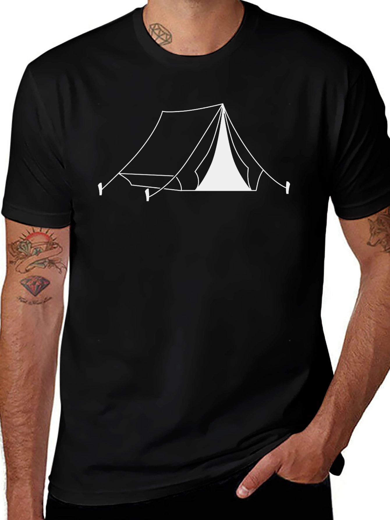 Camping Tent Graphic Tee - Black