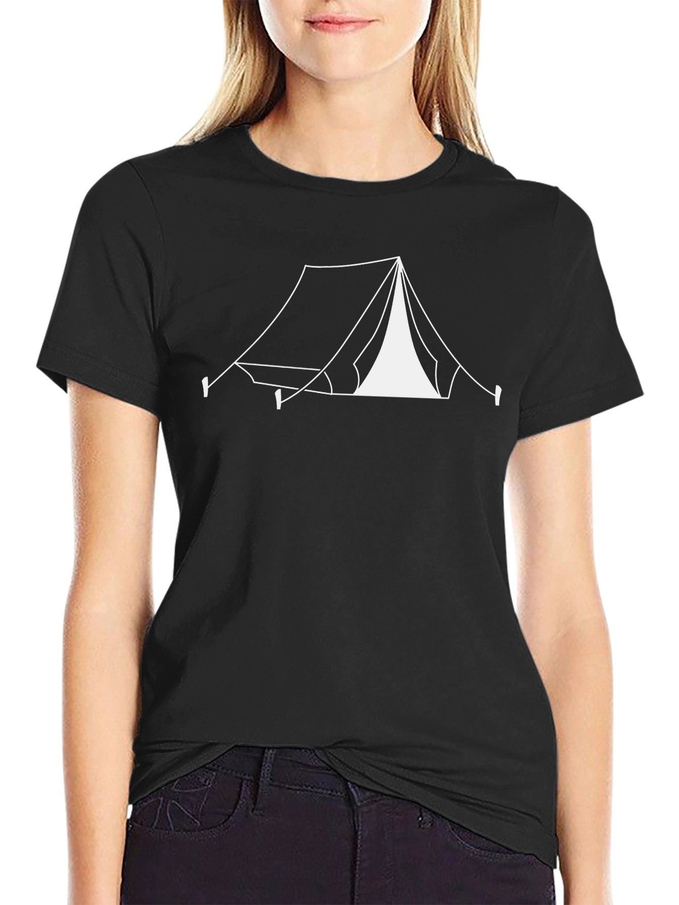 Camping Tent Graphic Tee - Black