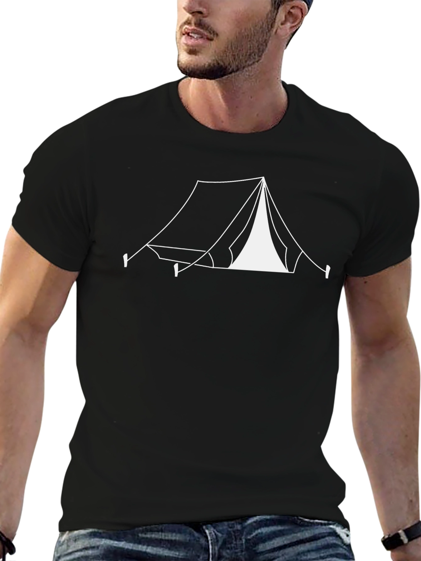 Camping Tent Graphic Tee - Black