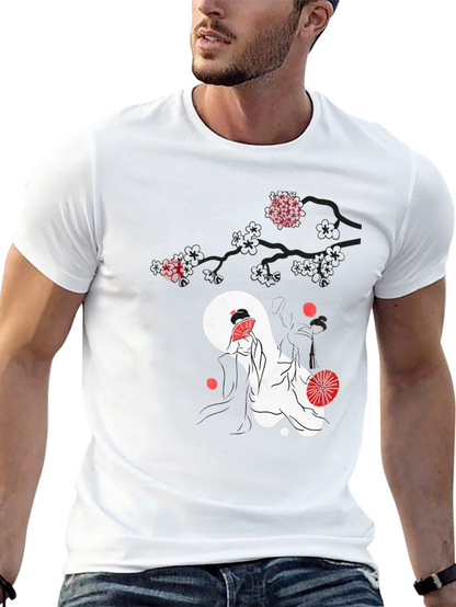 Japanese Geisha Graphic Black T-Shirt
