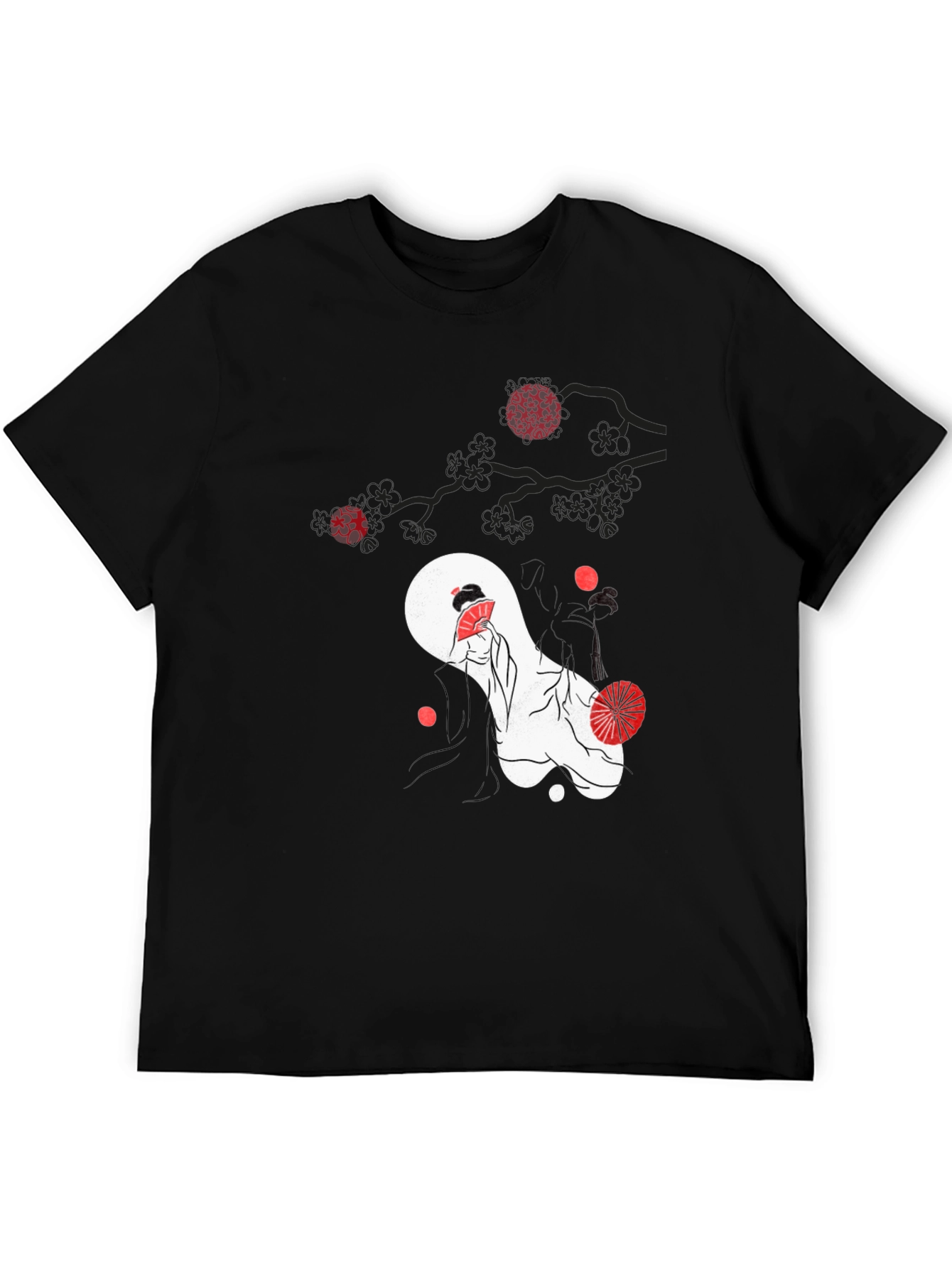 Japanese Geisha Graphic Black T-Shirt