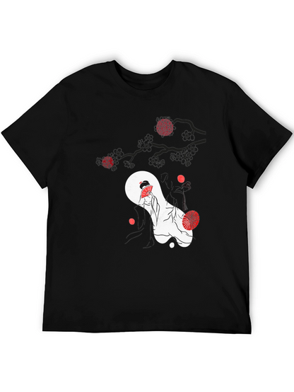 Japanese Geisha Graphic Black T-Shirt