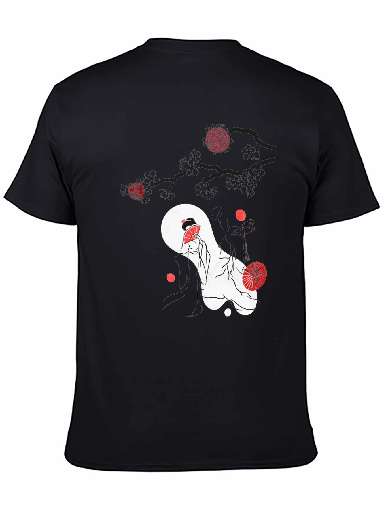 Japanese Geisha Graphic Black T-Shirt