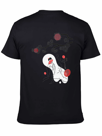 Japanese Geisha Graphic Black T-Shirt