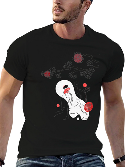 Japanese Geisha Graphic Black T-Shirt