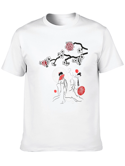 Japanese Geisha Graphic Black T-Shirt