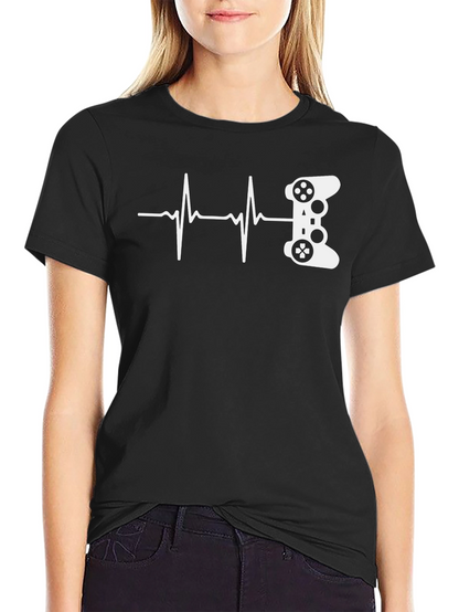 Gamer Heartbeat T-Shirt - Black Cotton Graphic Tee
