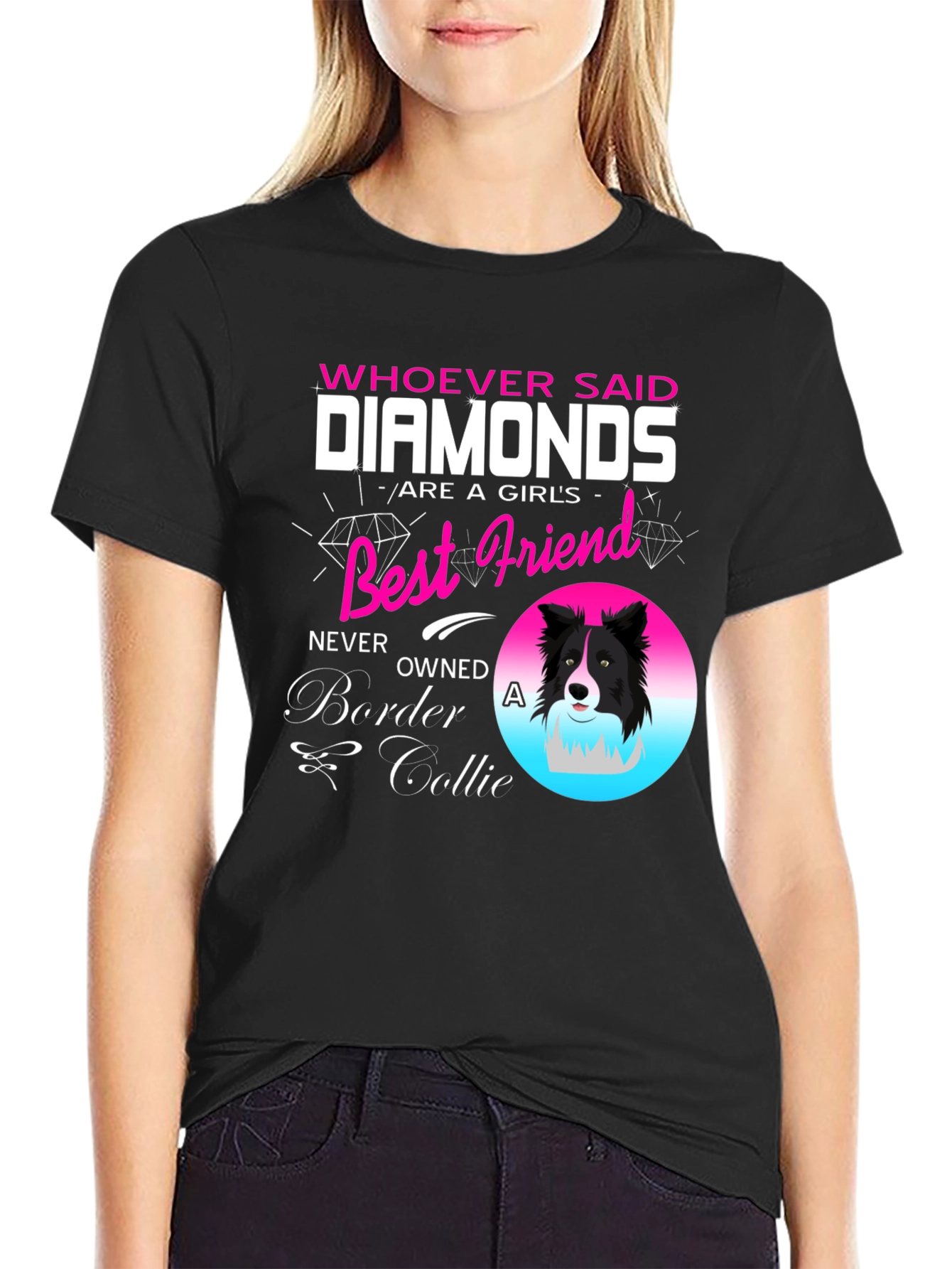 Diamonds Best Friend Border Collie T-Shirt