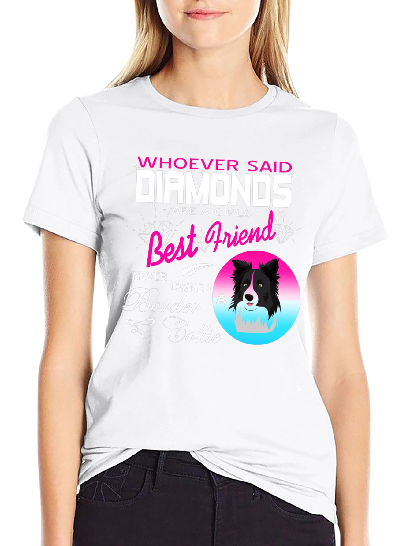 Diamonds Best Friend Border Collie T-Shirt