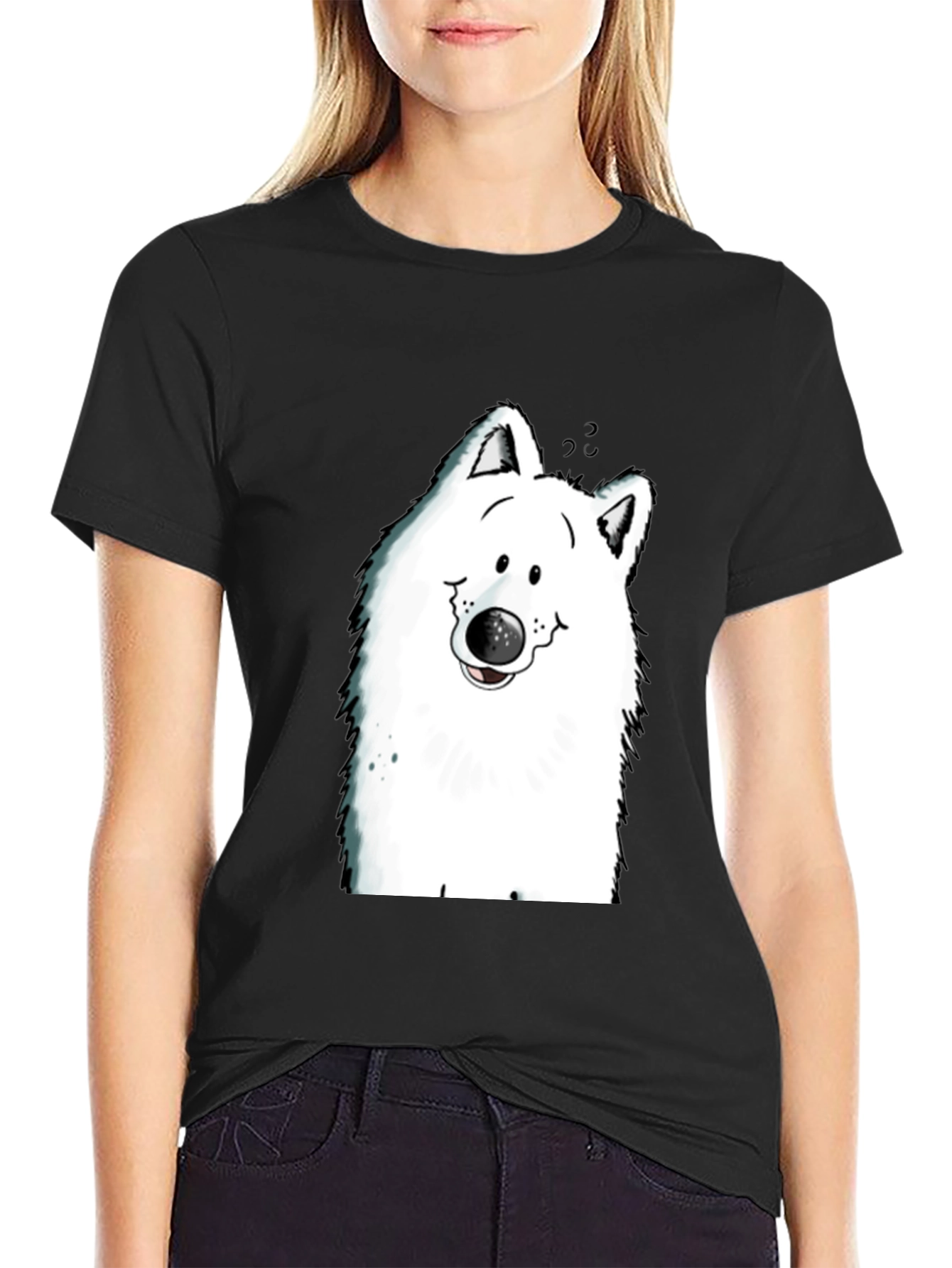 Cartoon Dog Graphic Tee - Black T-Shirt