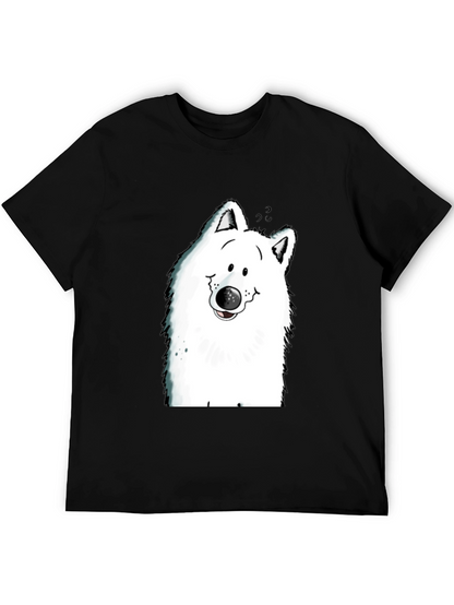 Cartoon Dog Graphic Tee - Black T-Shirt