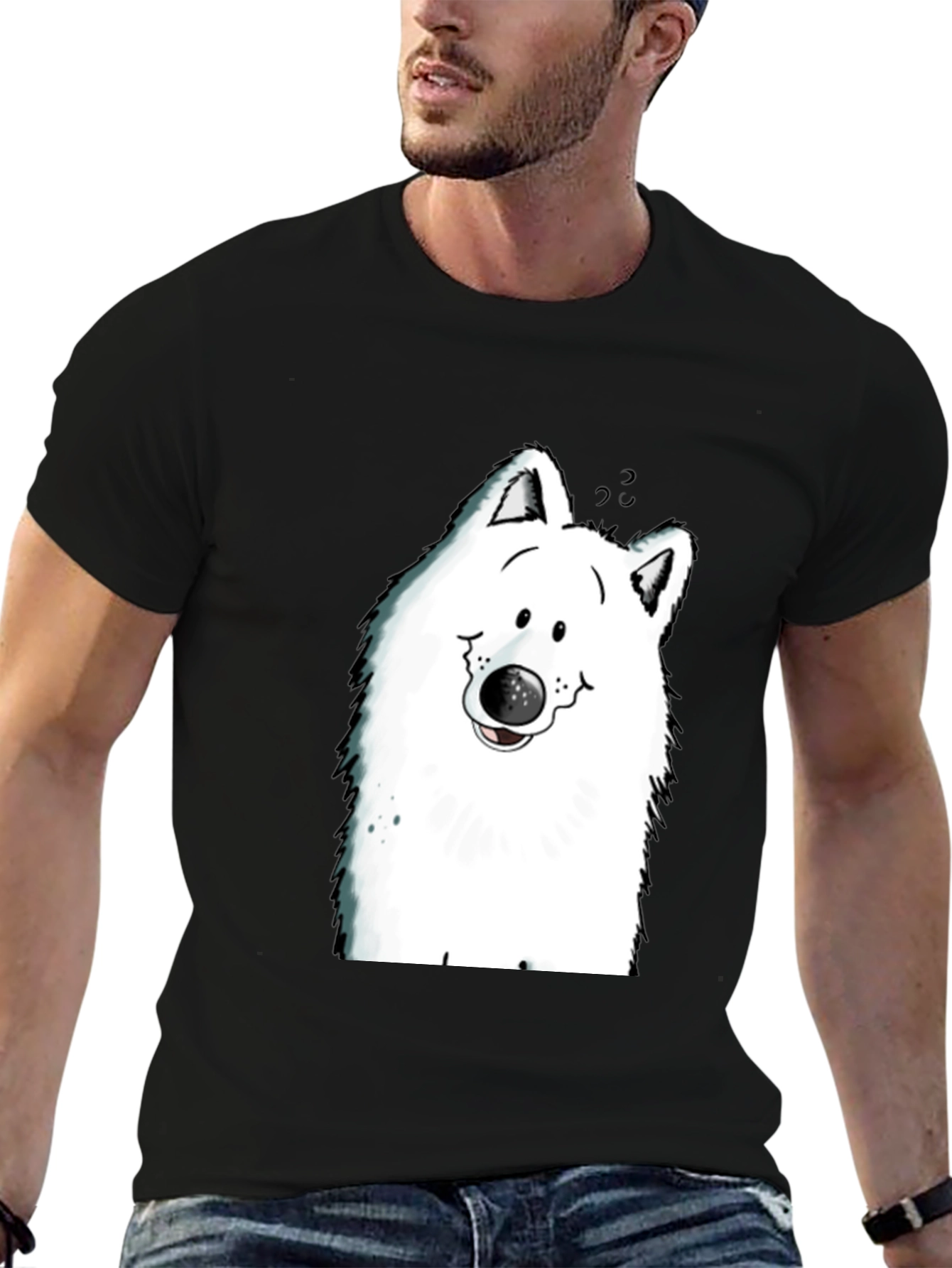Cartoon Dog Graphic Tee - Black T-Shirt