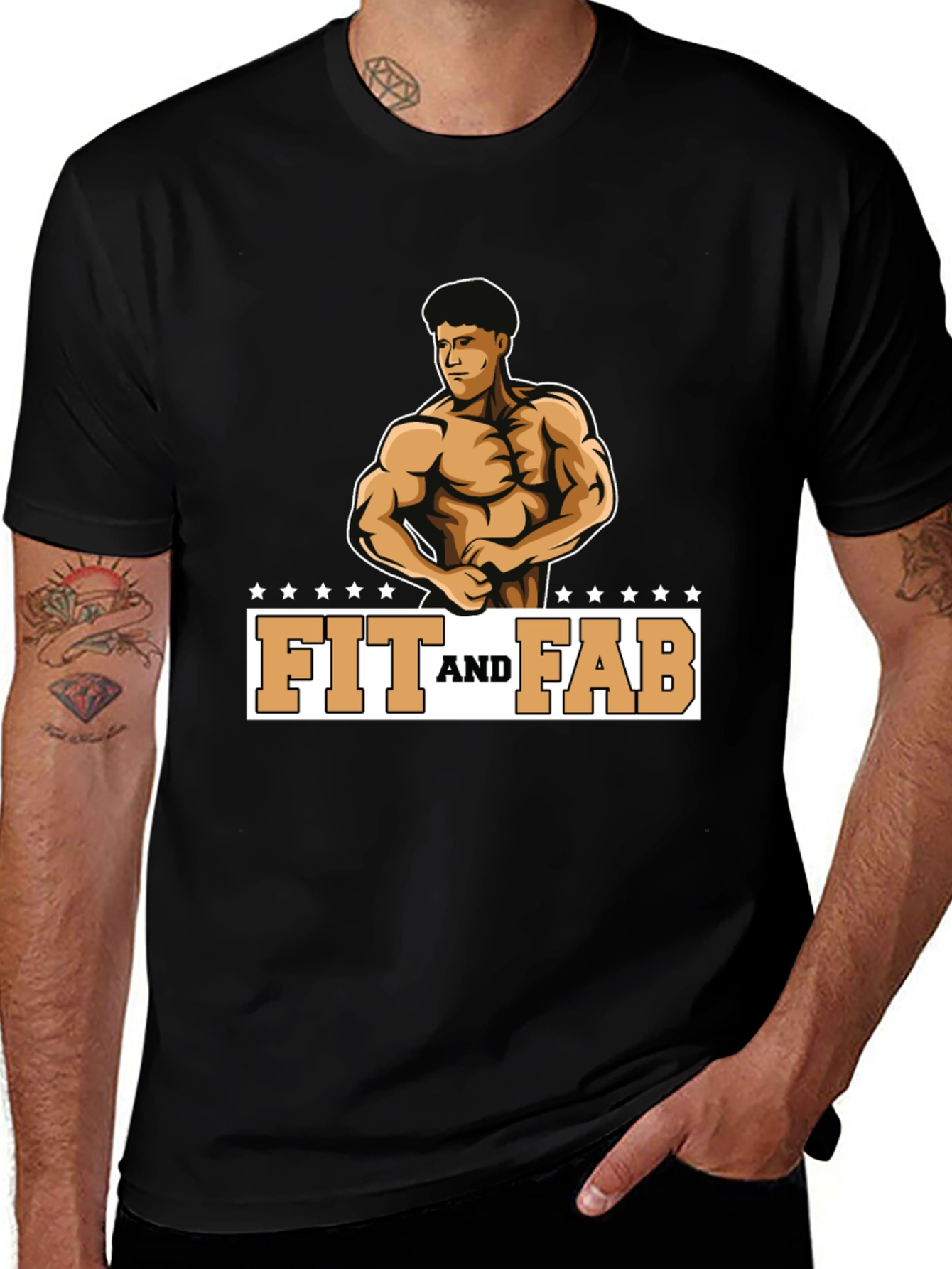 Fit and Fab Black Graphic Tee - Gym Ready