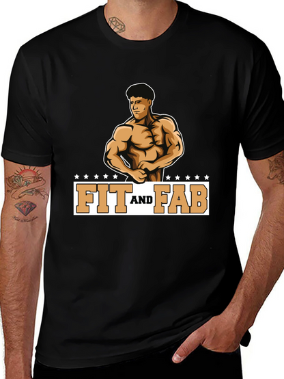 Fit and Fab Black Graphic Tee - Gym Ready