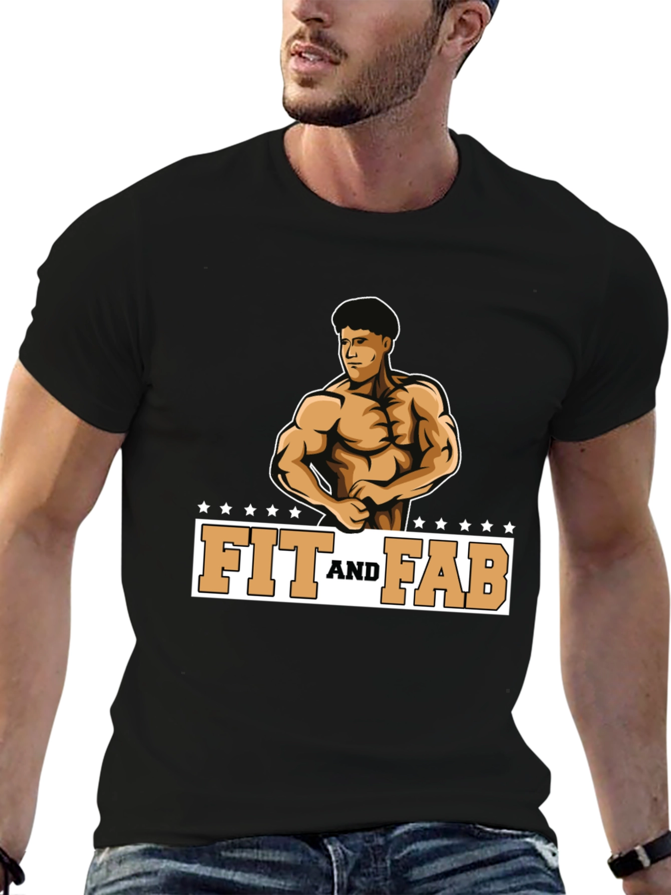 Fit and Fab Black Graphic Tee - Gym Ready