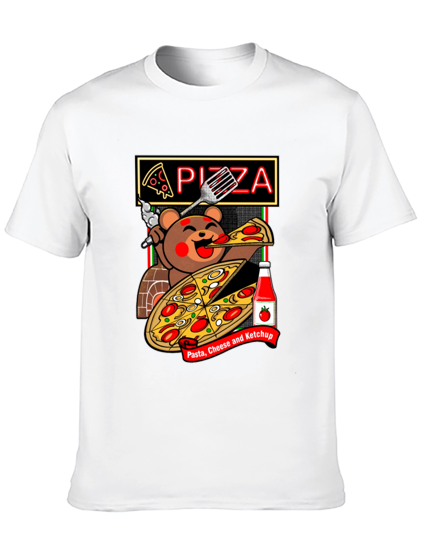 Pizza Bear Graphic Tee - Foodie Fashion