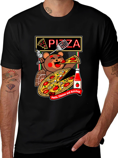 Pizza Bear Graphic Tee - Foodie Fashion
