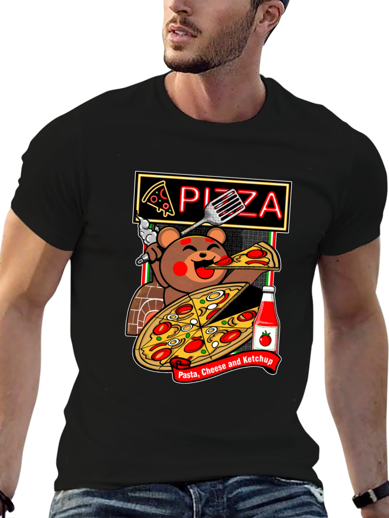 Pizza Bear Graphic Tee - Foodie Fashion