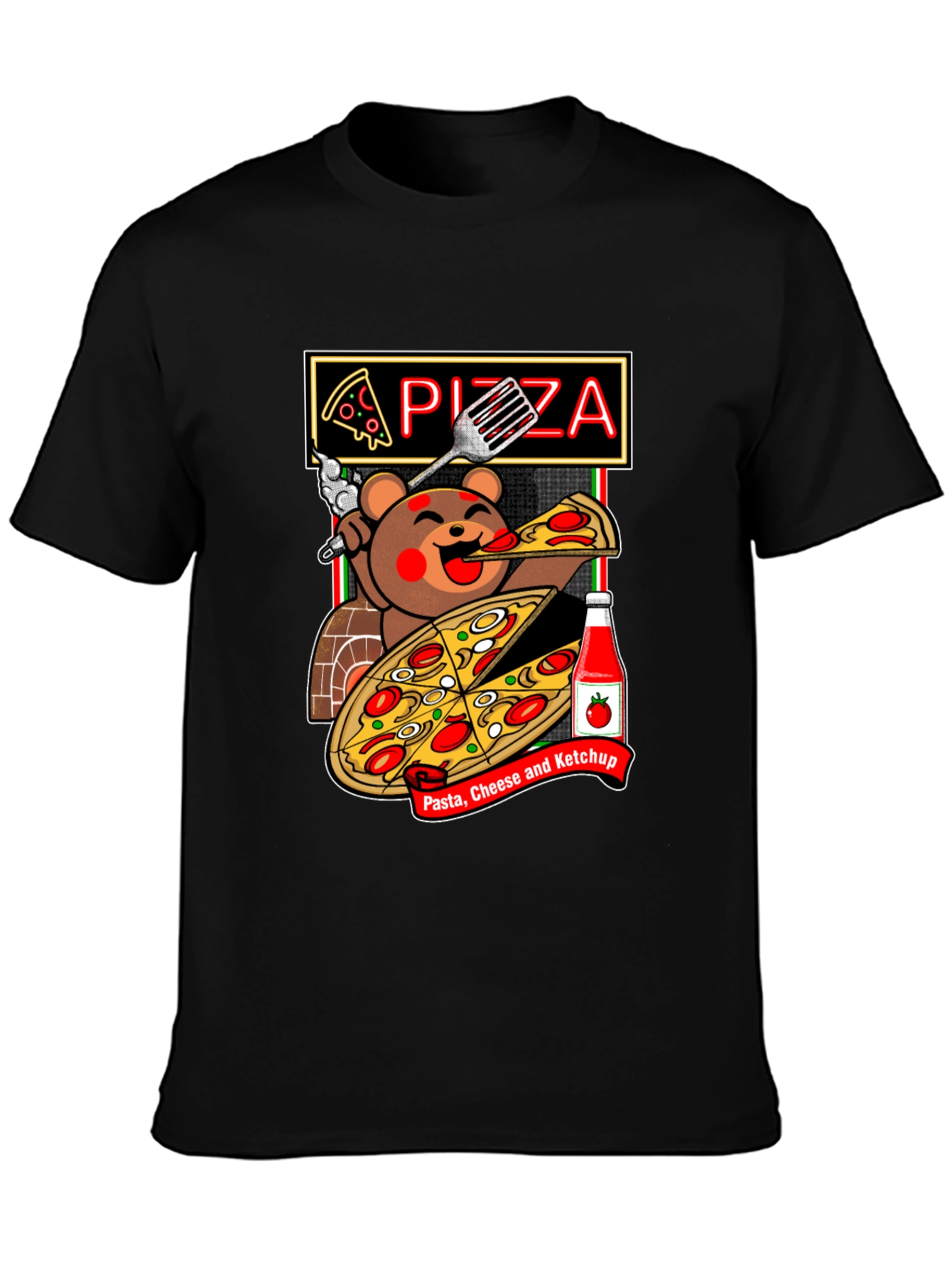 Pizza Bear Graphic Tee - Foodie Fashion
