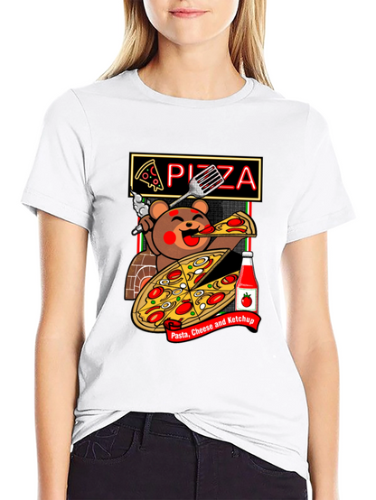 Pizza Bear Graphic Tee - Foodie Fashion
