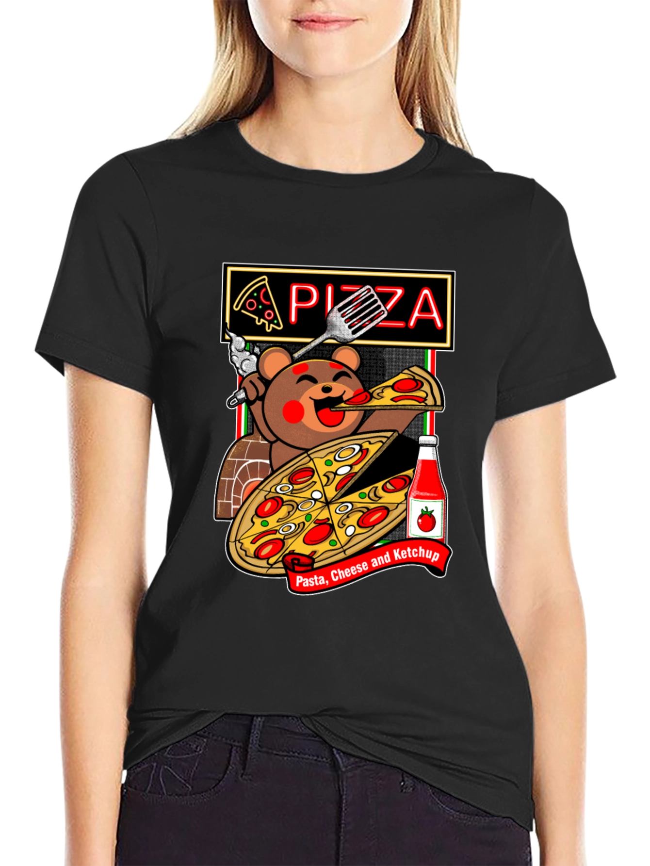 Pizza Bear Graphic Tee - Foodie Fashion