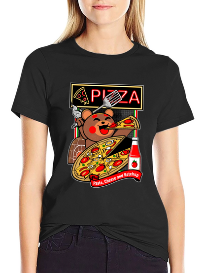 Pizza Bear Graphic Tee - Foodie Fashion
