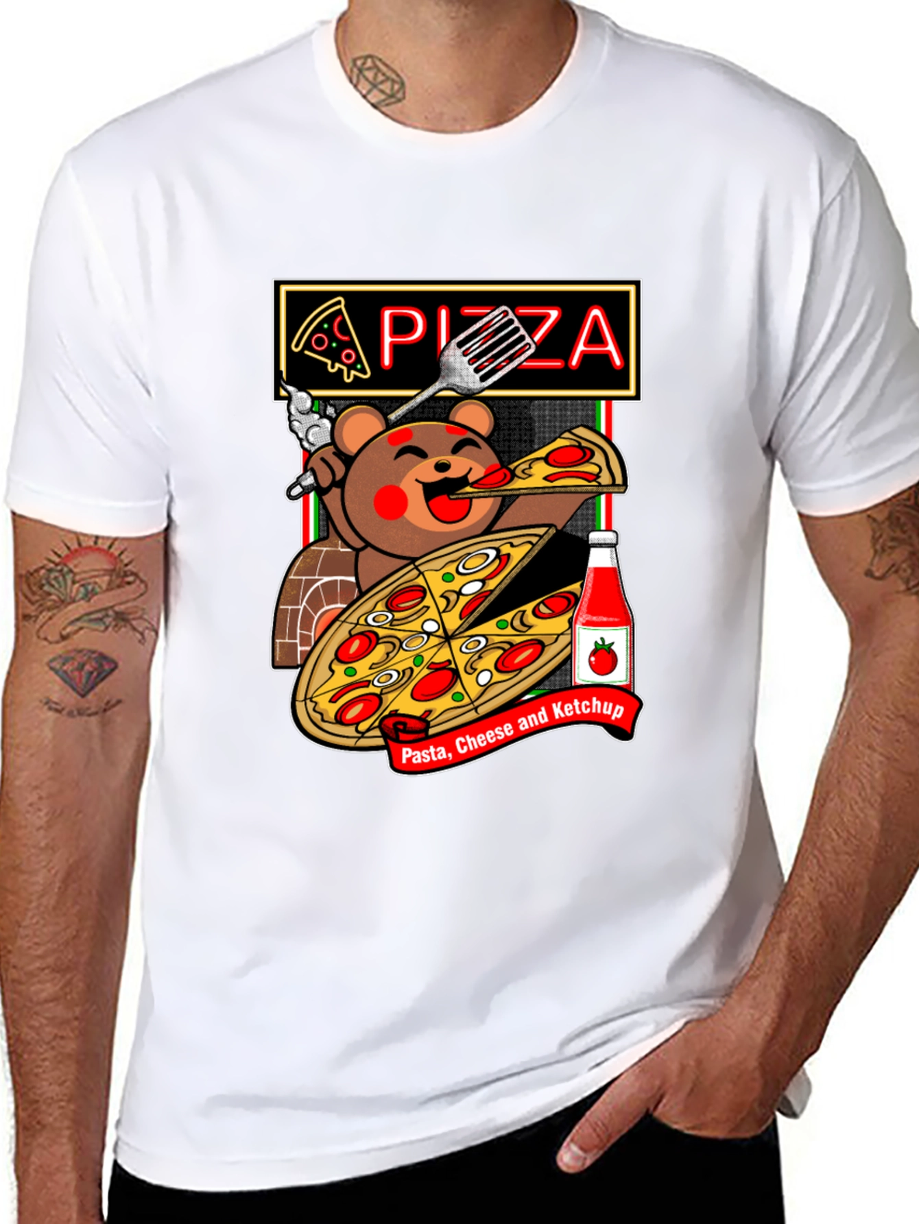 Pizza Bear Graphic Tee - Foodie Fashion