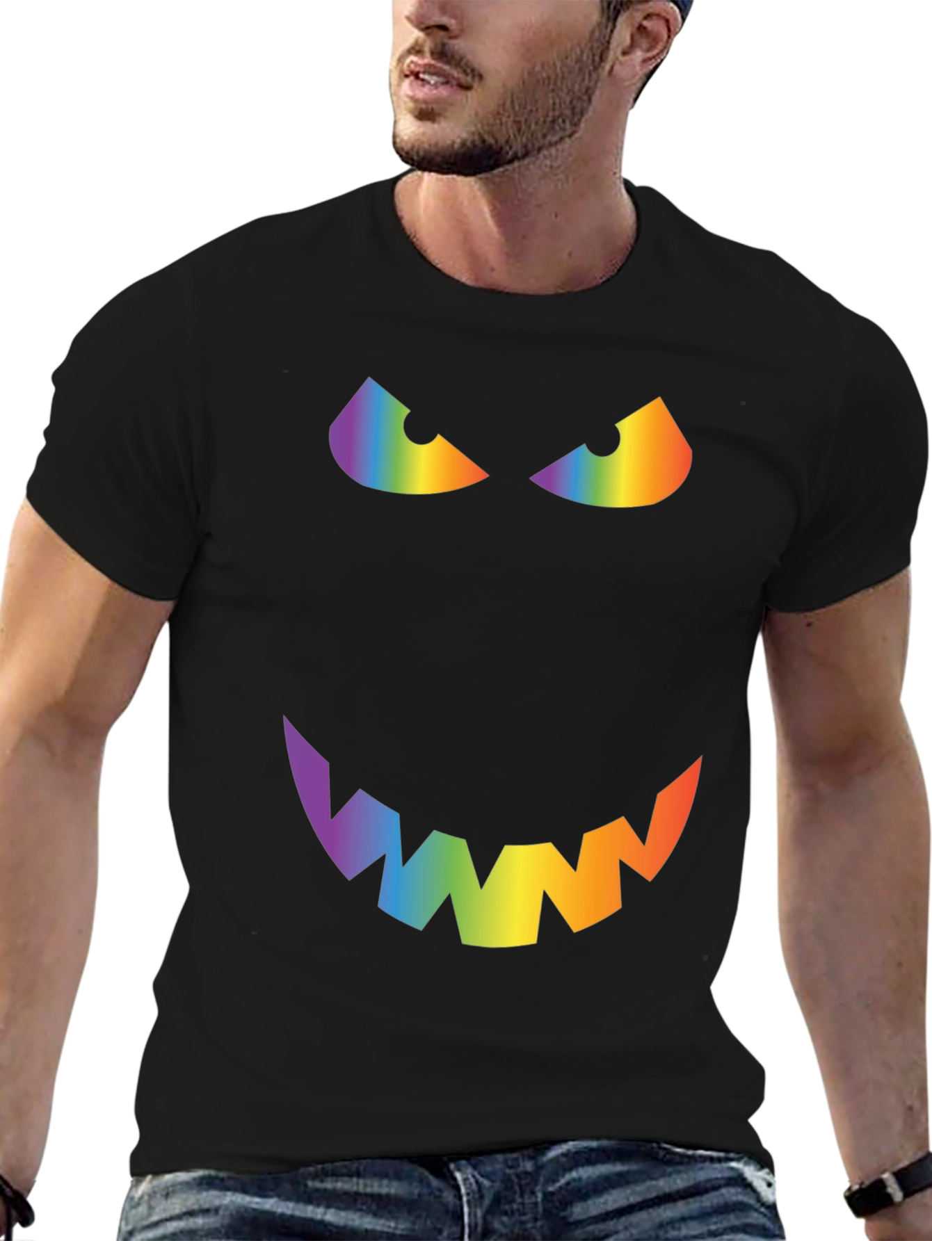 Rainbow Evil Face Graphic Tee