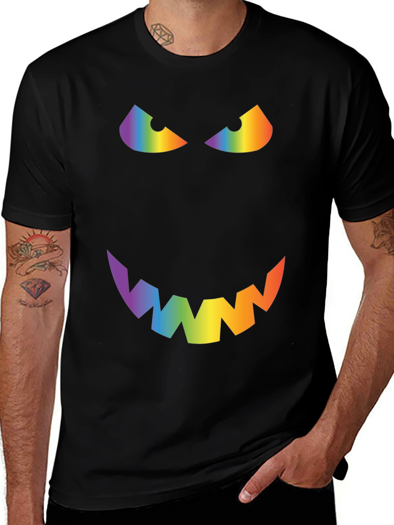 Rainbow Evil Face Graphic Tee