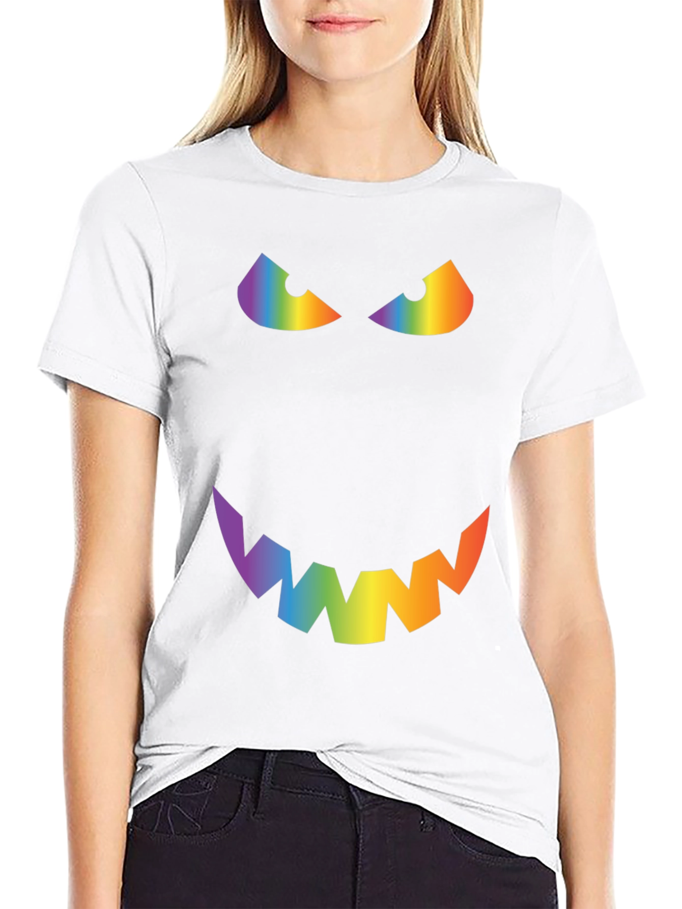 Rainbow Evil Face Graphic Tee