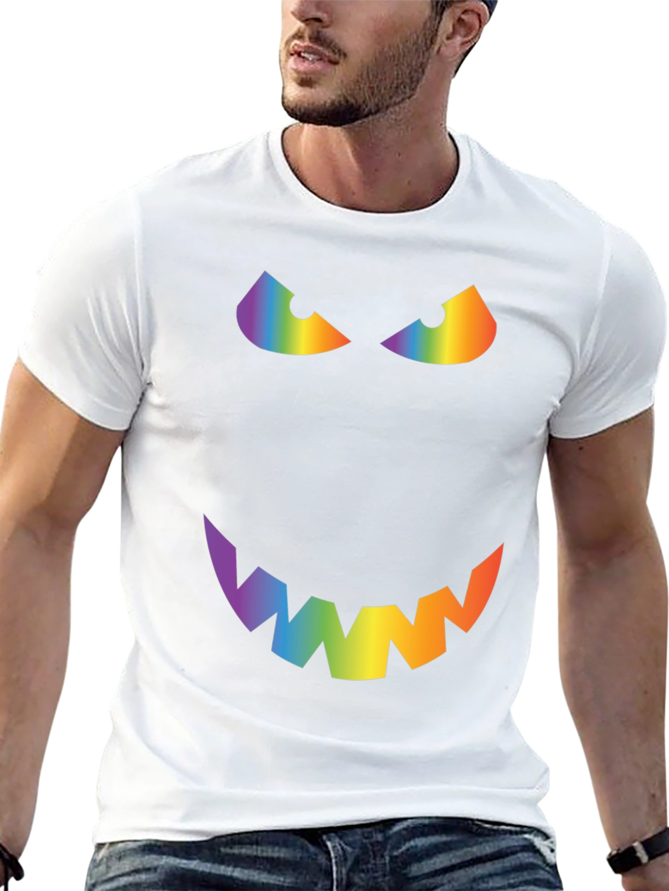 Rainbow Evil Face Graphic Tee