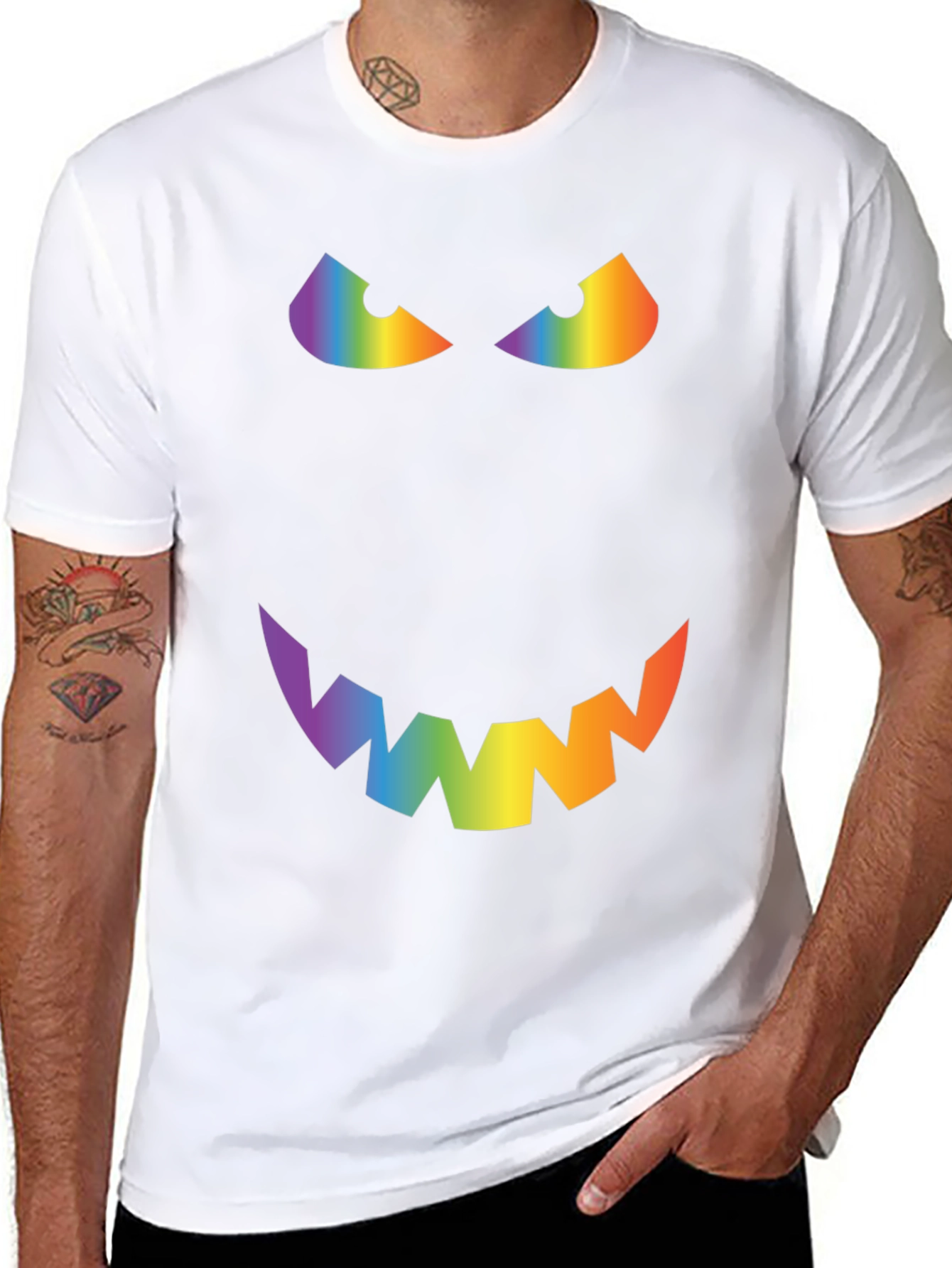 Rainbow Evil Face Graphic Tee