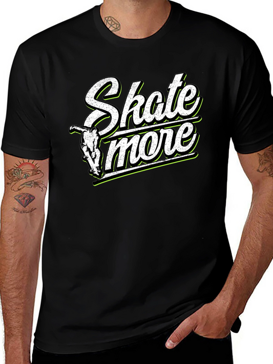 Skate More Graphic Tee - Trendy Black Skater T-Shirt