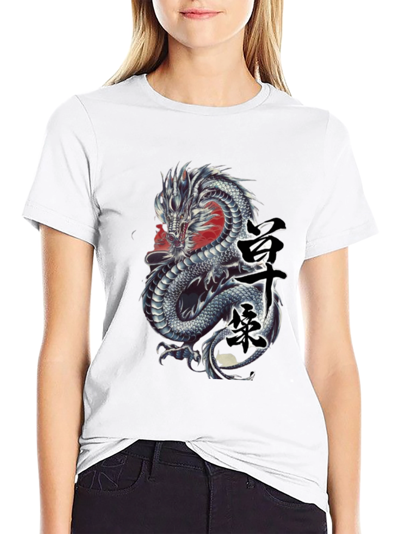 Dragon Graphic Tee - Japanese Kanji Design