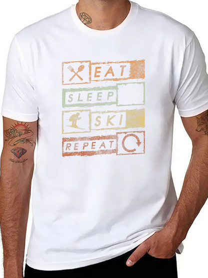 Eat Sleep Ski Repeat Graphic Tee