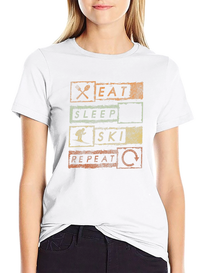 Eat Sleep Ski Repeat Graphic Tee