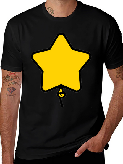 Star Balloon Graphic Tee - Black Cotton Casual