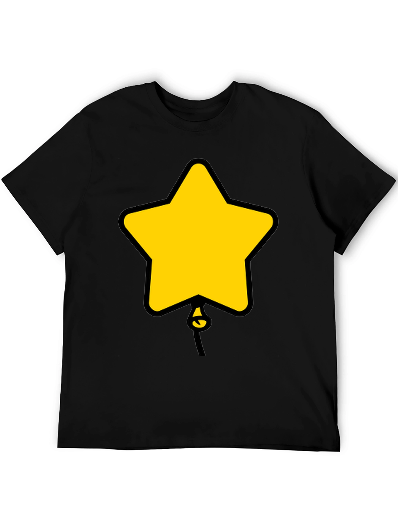 Star Balloon Graphic Tee - Black Cotton Casual