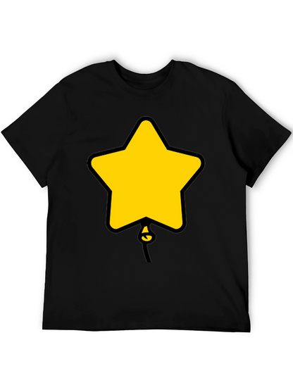 Star Balloon Graphic Tee - Black Cotton Casual