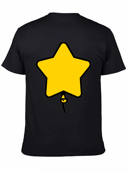 Star Balloon Graphic Tee - Black Cotton Casual