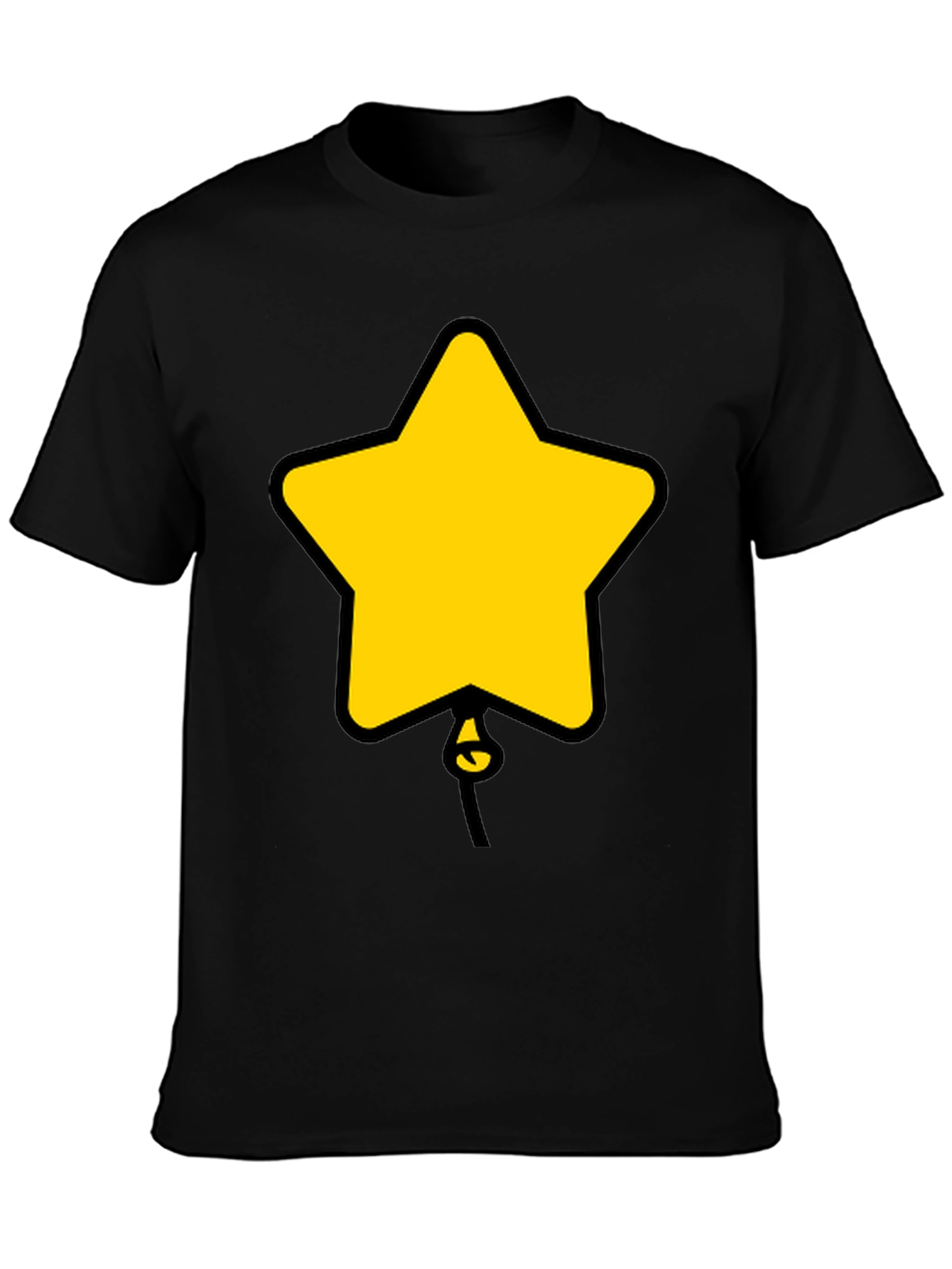 Star Balloon Graphic Tee - Black Cotton Casual