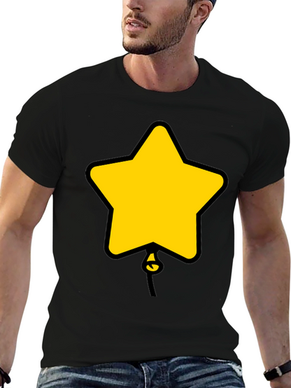 Star Balloon Graphic Tee - Black Cotton Casual