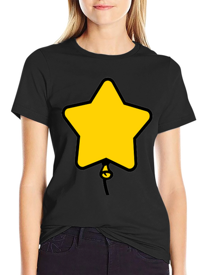 Star Balloon Graphic Tee - Black Cotton Casual