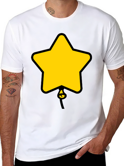 Star Balloon Graphic Tee - Black Cotton Casual