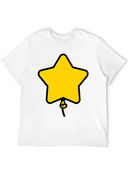 Star Balloon Graphic Tee - Black Cotton Casual