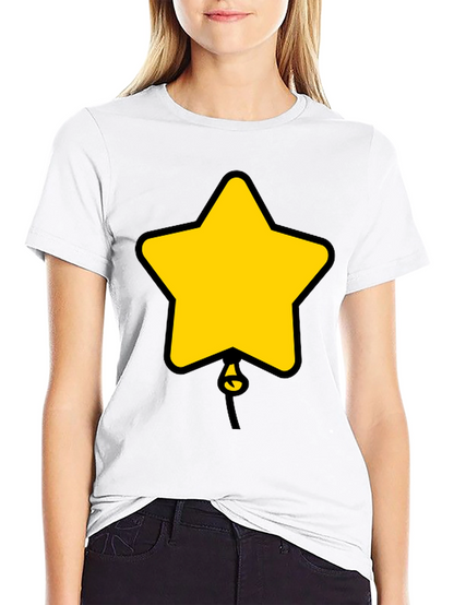 Star Balloon Graphic Tee - Black Cotton Casual