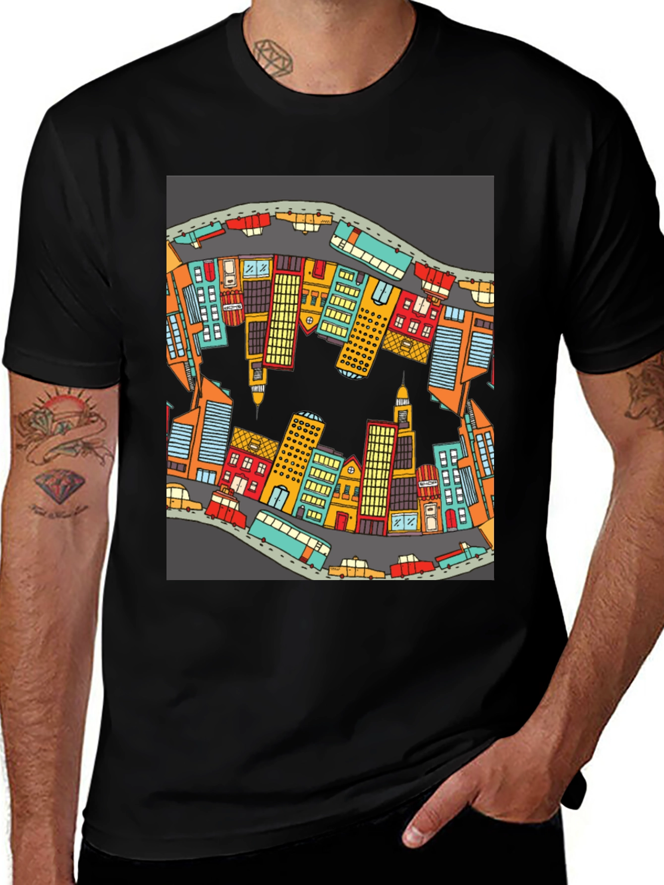 Cityscape Graphic T-Shirt - Urban Style Cotton Tee
