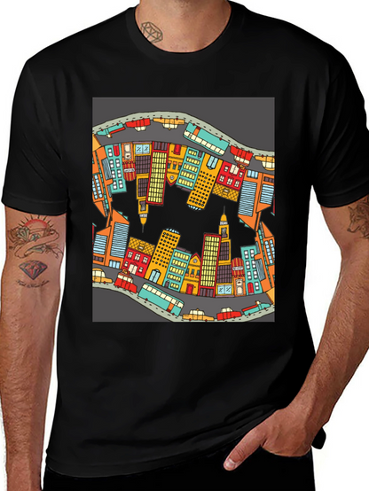 Cityscape Graphic T-Shirt - Urban Style Cotton Tee