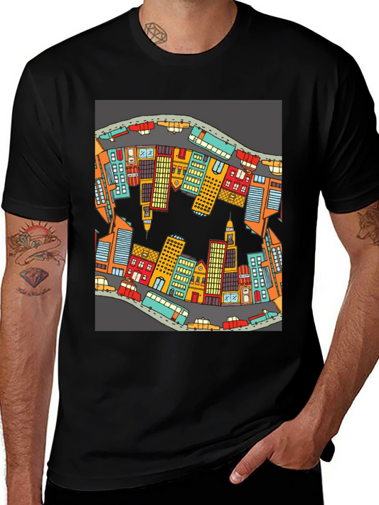 Cityscape Graphic T-Shirt - Urban Style Cotton Tee