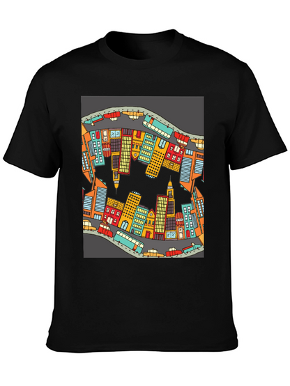 Cityscape Graphic T-Shirt - Urban Style Cotton Tee